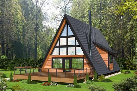 Plan 35598GH: 2-Bed Contemporary A-Frame House Plan with Loft | House ...