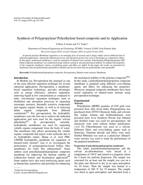 (PDF) Synthesis of Polypropylene/ Polyethylene based composite and its ...