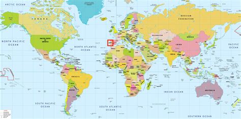 Portugal world map - Portugal on the world map (Southern Europe - Europe)