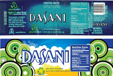 Dasani Water Nutrition Label : Dasani Water Purified Bottled Water ...