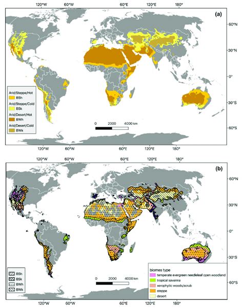 (a) Global arid regions in Köppen-Geiger climate classification ...