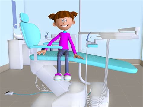 A Cartoon Girl Visiting Dentist's Office 3d Stock Illustration ...