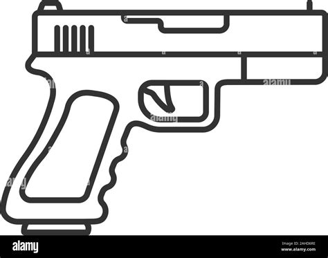 Gun, pistol linear icon. Thin line illustration. Firearm. Contour ...