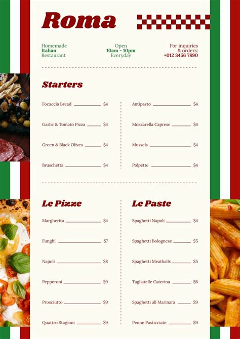 Italian Menu | Free Menu Template - Piktochart