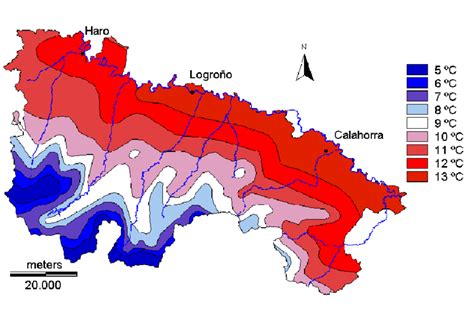 Temperature (ºC) distribution in La Rioja (Spain). | Download ...