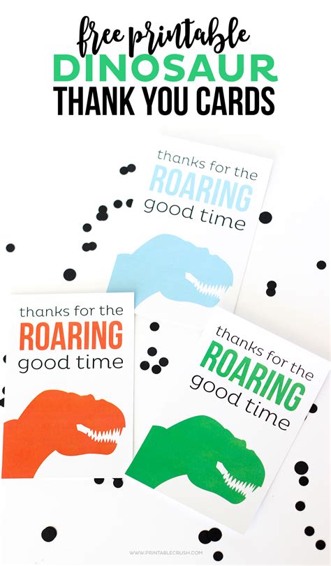 FREE Printable Dinosaur Thank You Cards - Printable Crush