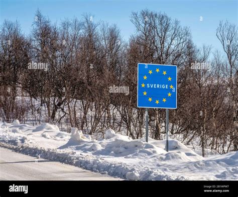 The information about border of European Union, road sign at Sweden ...