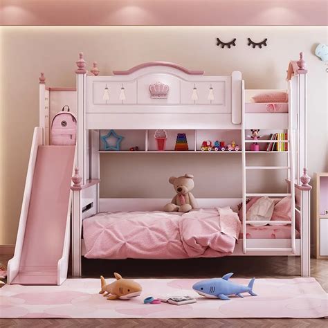 Children Bed Modern Pink Princess Bed Kids Bunk Beds Double Girls ...