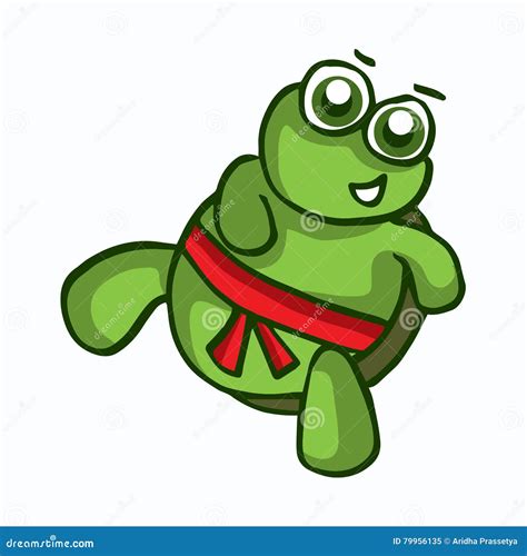 Vector Illustration of Smiling Cartoon Turtle Stock Vector ...