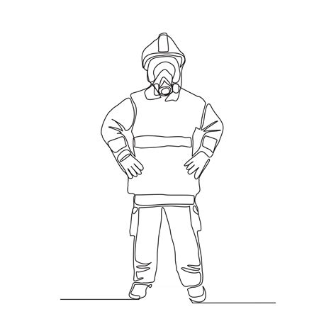 Single continuous line drawing male firefighter vector illustration ...