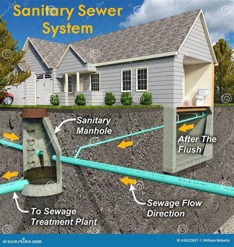 Sanitary System Diagram With Text Stock Illustration - Image: 63622857