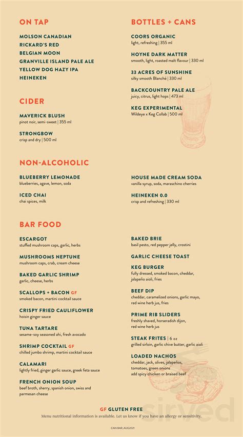 The Keg Steakhouse + Bar - Oakville menu in Oakville, Ontario, Canada