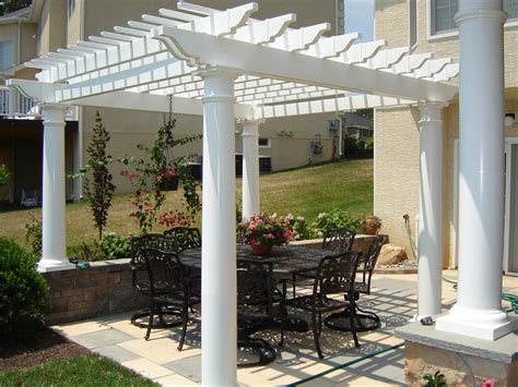 10x10 Elegant Pergola White Vinyl 10 inch columns - Creative Gazebos