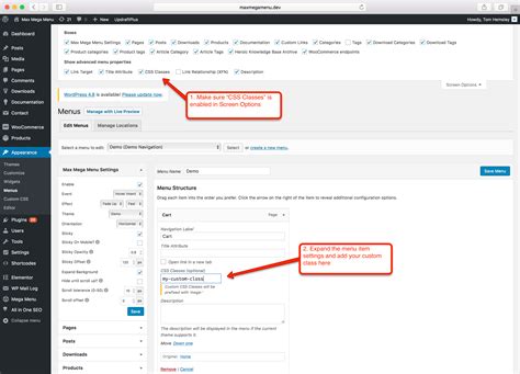How to add Custom CSS Classes to WordPress Menu Items – Max Mega Menu