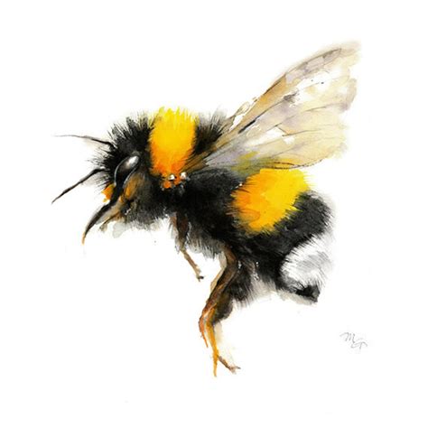 BumbleBee watercolor painting Art Print. Nature | Etsy Bee Painting ...