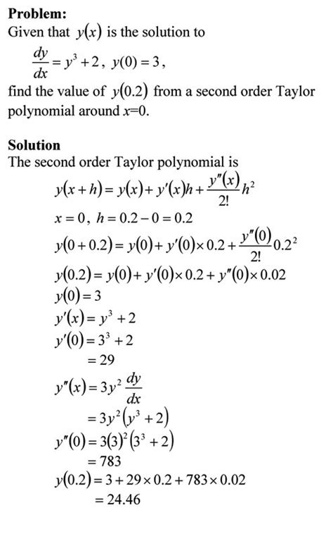 Using Taylor polynomial to approximately solve an ordinary differential ...