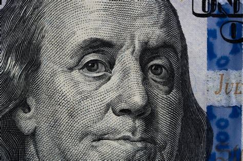 Closeup Portrait Benjamin Franklin on 100 Us Dollar Bill. Stock Image ...