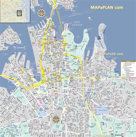 Sydney map - Inner city centre CBD detailed street travel guide with ...