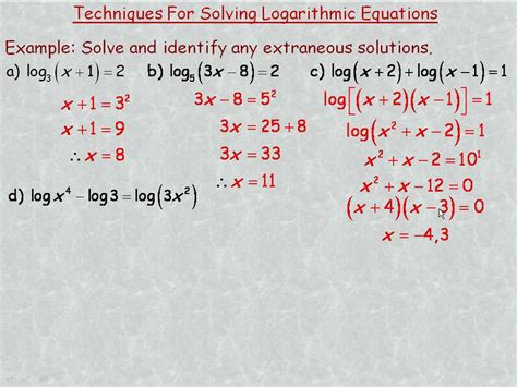 Solve Logarithmic Equations Worksheet