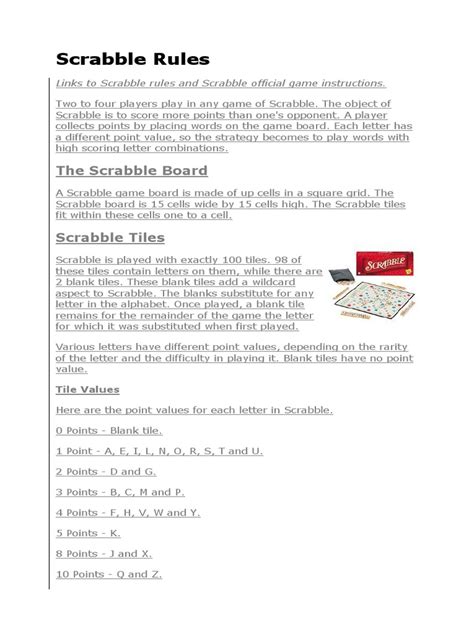 Scrabble Rules | Linguistics | Linguistics