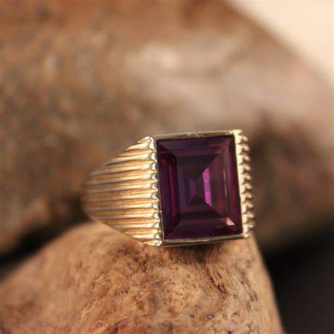 Rare Mens Large Alexandrite Ring 10K Solid Gold Mens Ring 5.4 Grams ...