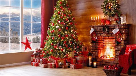 CHRISTMAS FIREPLACE 4K - 2 HR Holiday Screensaver Scene + Crackling ...