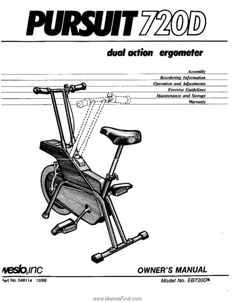 Weslo Pursuit 720d Bike | English Manual