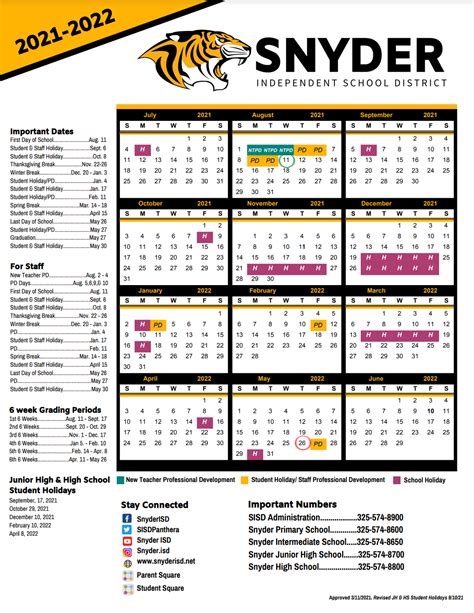 Calendar | Snyder ISD