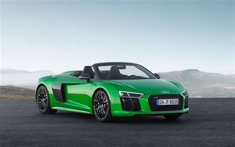 Download wallpapers Audi R8 Spyder, V10 Plus, green R8, Green cabriolet ...