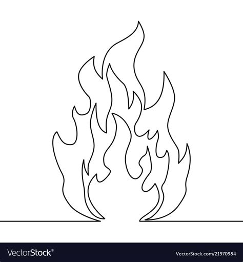 Continuous line fire one line drawing fire Vector Image