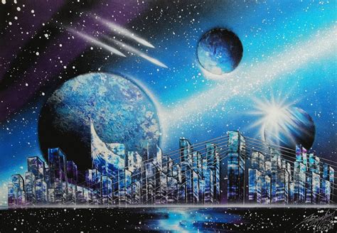 Spraypaint Art / Spray Paint Art / Galaxy Art / Space Home Decor ...