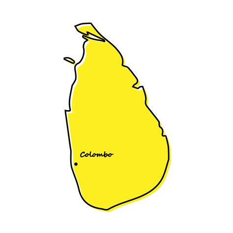 Simple outline map of Sri Lanka with capital location 21854862 Vector ...