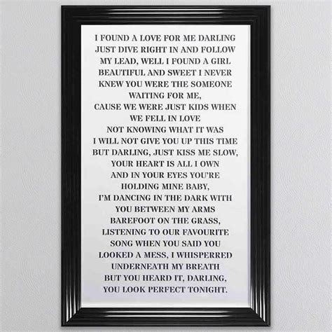 Perfect (Ed Sheeran) Lyrics Framed Wall Art - FRAMED ART from Fab Home ...