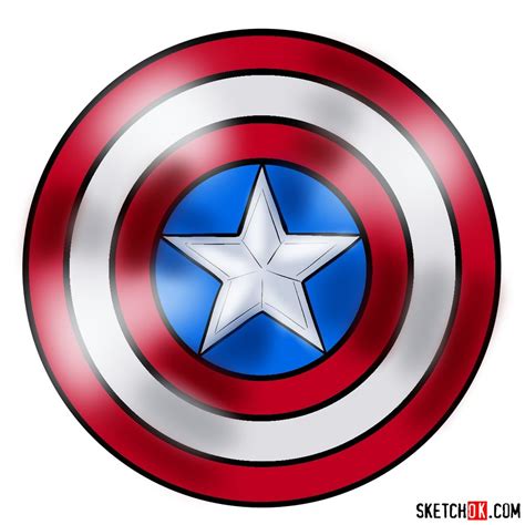 How to draw Captain America's shield - Sketchok easy drawing guides