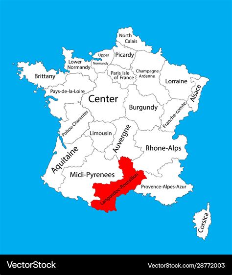 Languedoc roussillon map france Royalty Free Vector Image