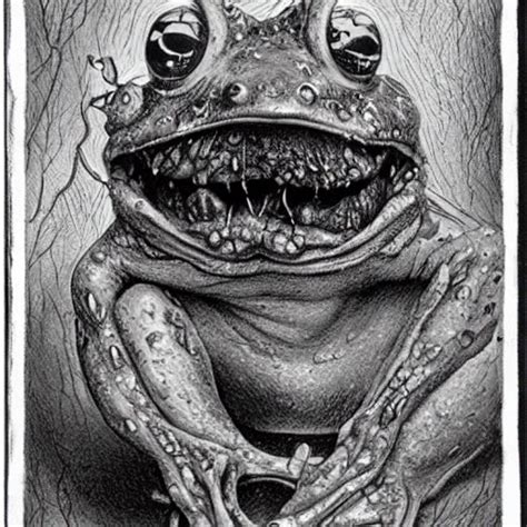 An illustration of a scary frog by Stephen Gammell | Stable Diffusion