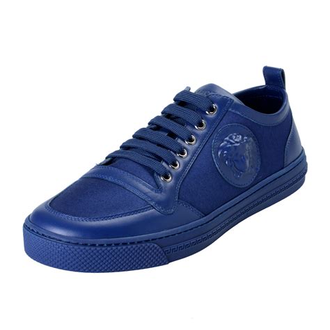 Versace Men's Blue Canvas Leather Medusa Fashion Sneakers Shoes | eBay