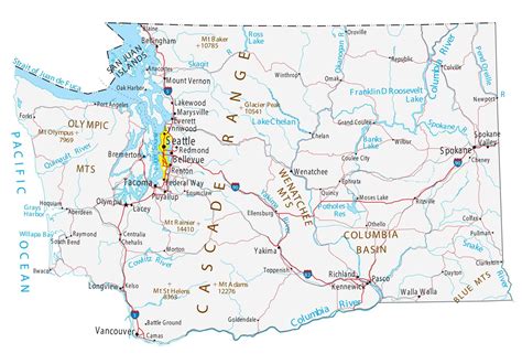 Washington Map With Cities - Carolina Map