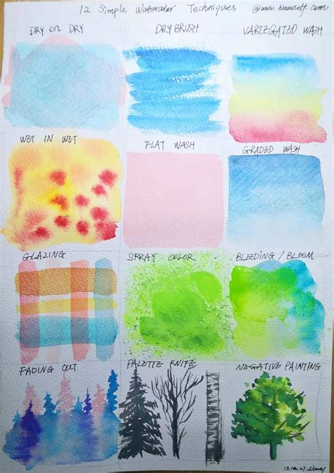 12 watercolor techniques for beginner, How to draw watercolor basic ...