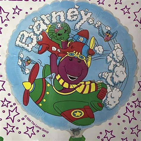 VINTAGE BARNEY THE Dinosaur & Baby Bop Panoramic Oversize Helium ...