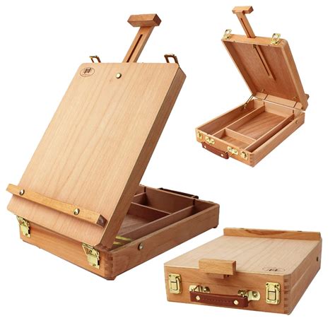 Portable Drawing Table Paint Box Wooden Easel Box For Paintings Oil ...