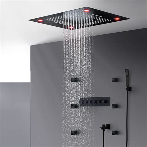 5 Function Shower Head + Rainfall Shower System // LED - Juno Showers ...