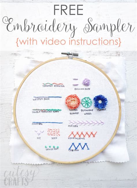 Embroidery Stitch Sampler 2 Pattern - Cutesy Crafts