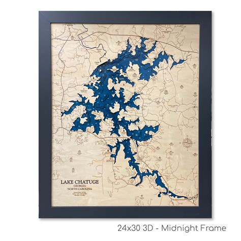 Lake Chatuge Map Chatuge Lake Map Custom Lake Map 3D Lake - Etsy