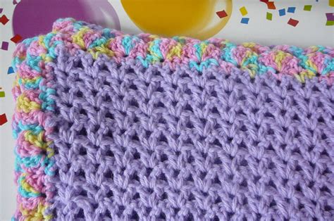 Crocheted V Stitch Baby Blanket in Purple READY