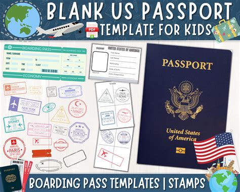 Printable US Passport for Kids, Pretend Passport Book for Travel ...