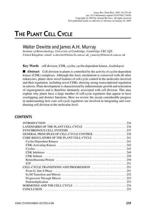 (PDF) The Plant Cell Cycle