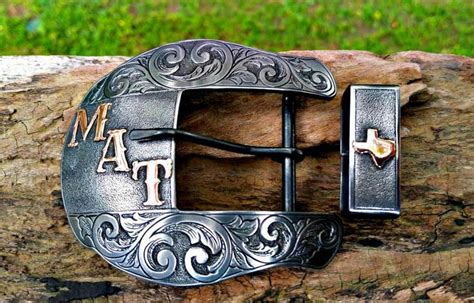 Hand fabricated, hand engraved custom ranger belt buckle set, available ...