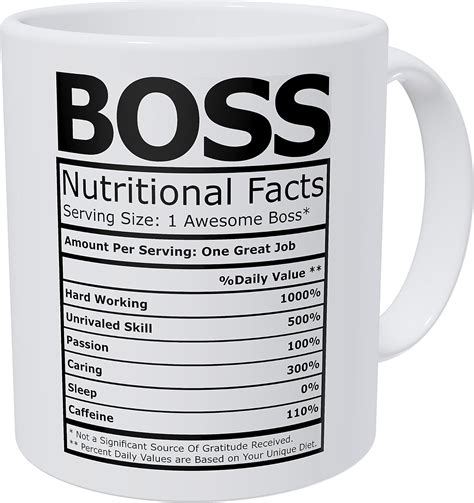 Wampumtuk Boss Nutritional Facts Funny Coffee Mug 11 Ounces ...