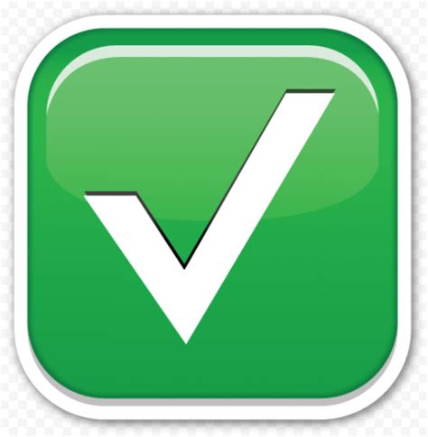 Green Square Check Mark Emoji Icon | Citypng